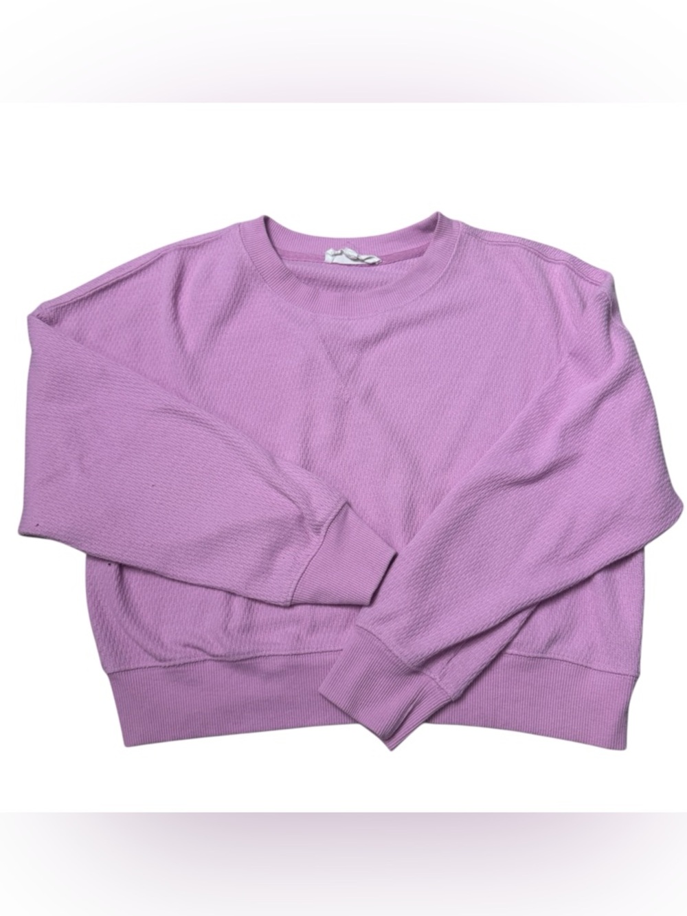 Pink Rose Crewneck Sweatshirt waffle print crop lightweight